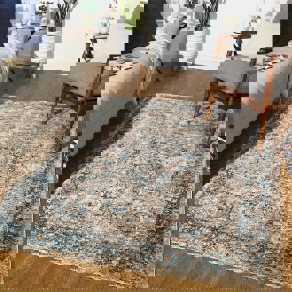 Livabliss Mirabel-Vintage Brown Blue Traditional Boho Fringe Rug