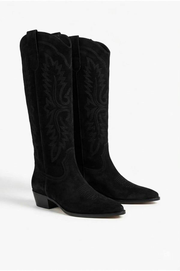 Ivy Womens Embroidered Western Cowboy Boots - Black