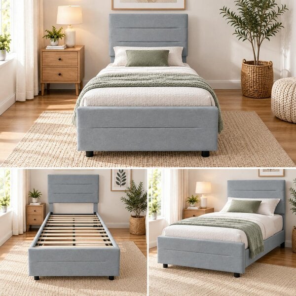 HOMEWEDO  Bed Frame with 2 Storage Drawers, Velvet Upholstered Headboard