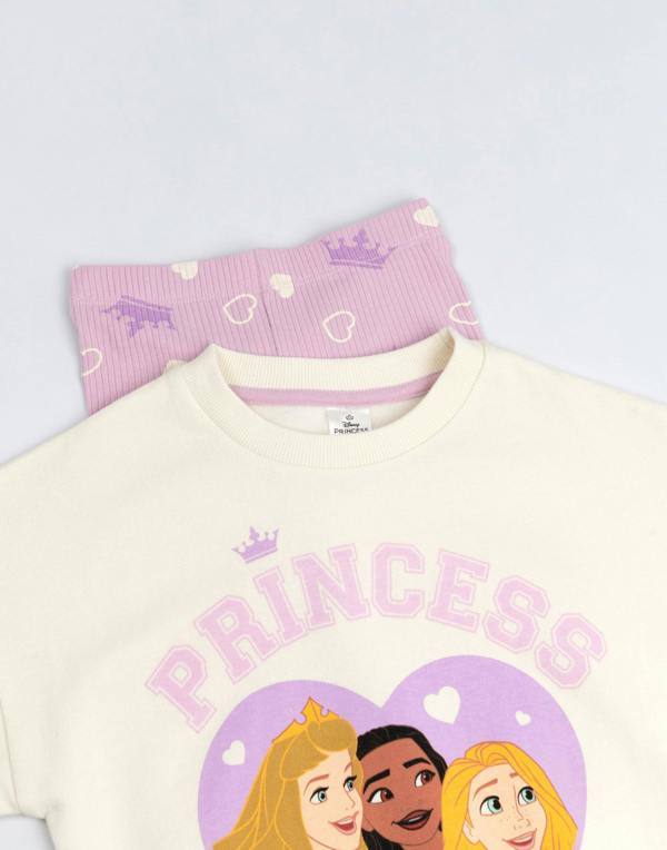 Vanilla Underground Disney Girls Pink Princess Sweatshirt and Joggers Set