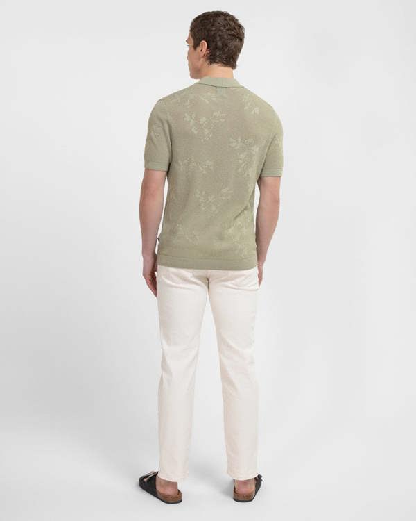 Steel & Jelly Farringdon - Leaf Texture Open Knit Short Sleeve Shirt