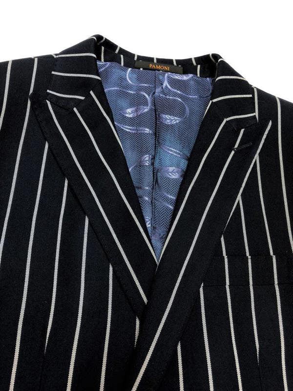 Navy Bold Stripe 2-button 3-piece Suit