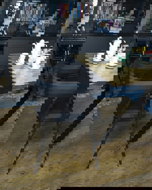 MMT Furniture Designs Dining Chairs Set of 2, Wrap Around Armchair, Vintage Design in Tan, Grey, or Black for Sophisticated Spaces (Black)