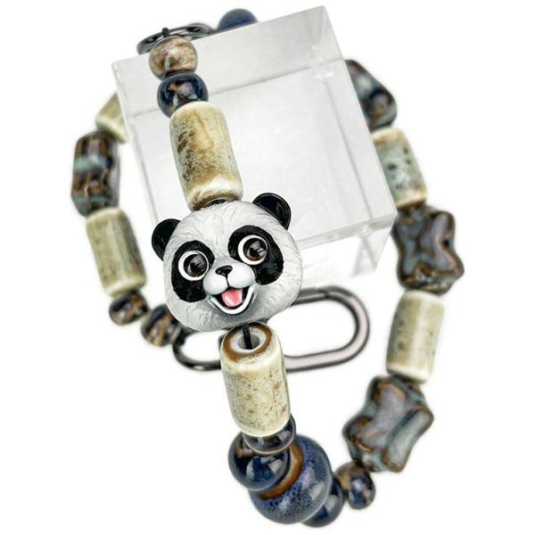 Nimmy Friends Nimmy Big Eye Cute Pet Travel Panda Mobile Phone Chain Bag Charm Ceramic Bracelet Black - N-XDY-SL-06