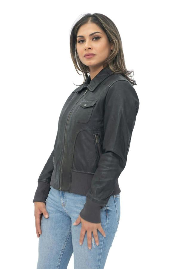 Infinity Leather Womens Leather MA-1 Varsity Jacket-Ann Arbor