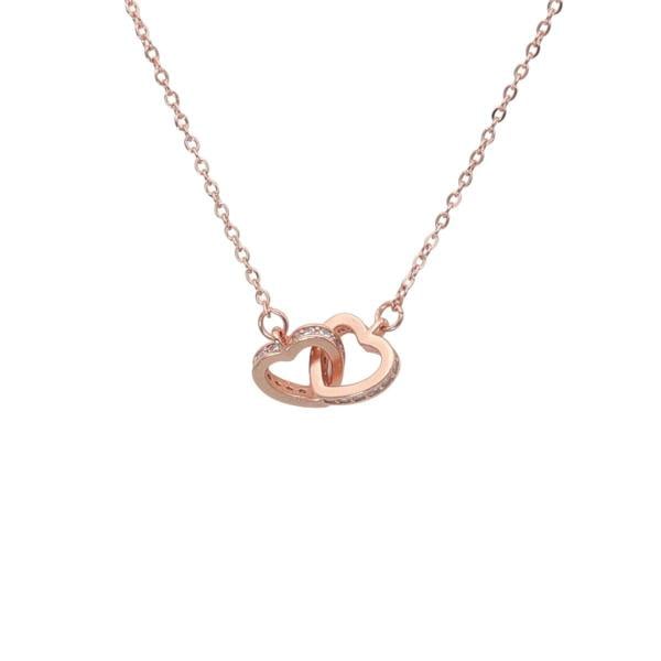 Say It With Double Heart Necklace - Rose Gold