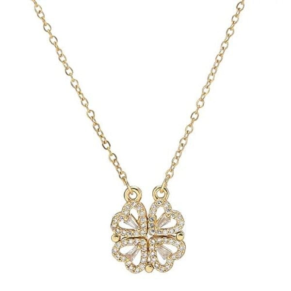 The Colourful Aura Four Heart Magnet Foldable Floral Zircon Crystal Pendant Necklace