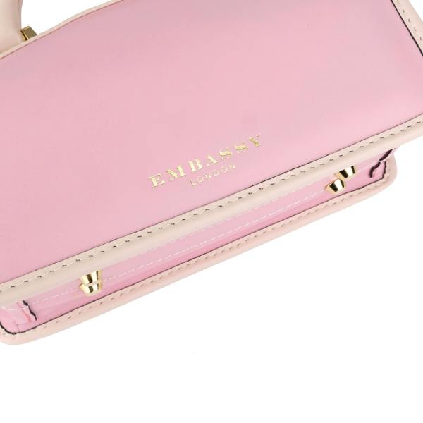 Embassy London Gazelle Mini - Pink & Pink - Women’s mini patent leather top handle & crossbody bag