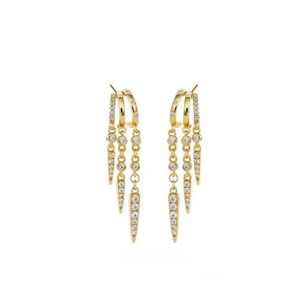 Luxe Tones Aris 18ct Gold Plated Triple Crystal Drop Earrings