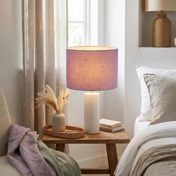 Modern Designer Lavender Oil Textured Linen Fabric Circular Lamp Shade Image 6