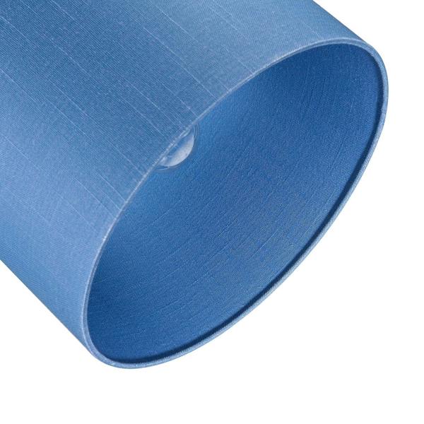 Designer English Manor Blue Textured Linen Fabric Circular Lamp Shade Image 5