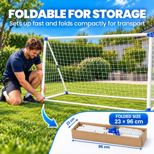 SPORTNOW Foldable Practice Football Goal with Ball Pump 183 x 96 x 130 cm