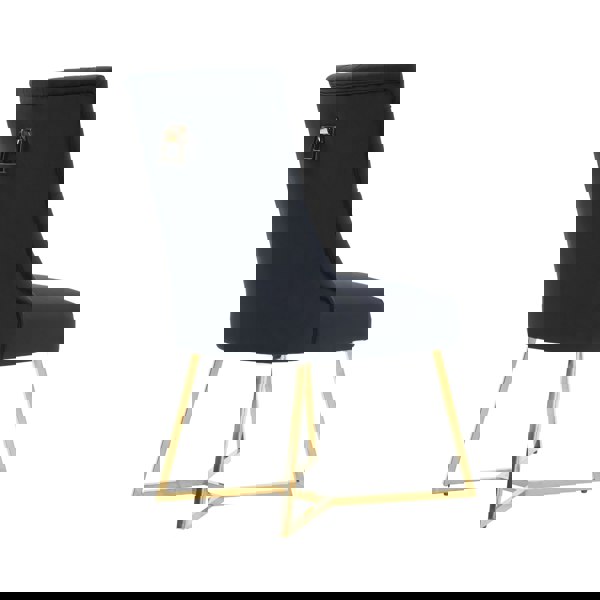 Life Interiors Sinlge Ambra Modern Velvet Dining Chairs with Gold Legs & Ring Handle - Tufted Back, Plush Foam Seat, Luxury Accent Chair