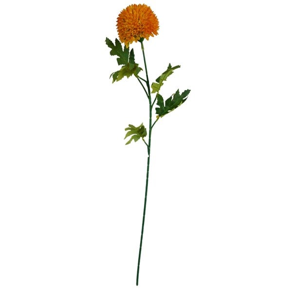 Leaf Pack of 6 x 70cm Large Ball Dahlia Artificial Flower Stem Yellow