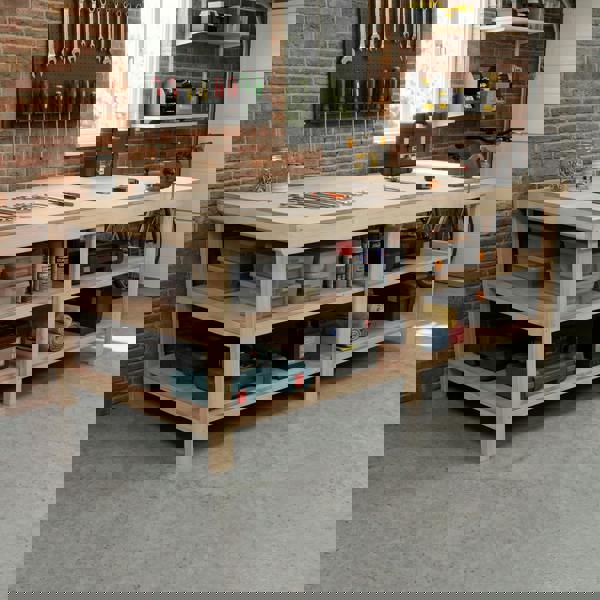 Arbor Garden Solutions Wooden Workbench Eucalyptus Hardwood Top Depth-4ft with Double Shelf