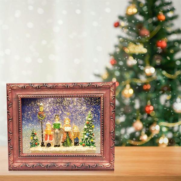 24cm Christmas Carol Singers Choir Scene Frame Snow Globe with Light and Music image 4