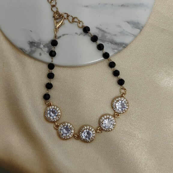 The Colourful Aura Large Round Zircon Adjustable beaded Bracelet