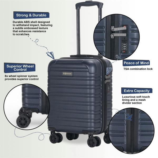 Eagle Luggage ABS Hardshell Underseat Cabin Suitcase 45 x 30 x 20 cm Luggage Suitable for Wizz Air