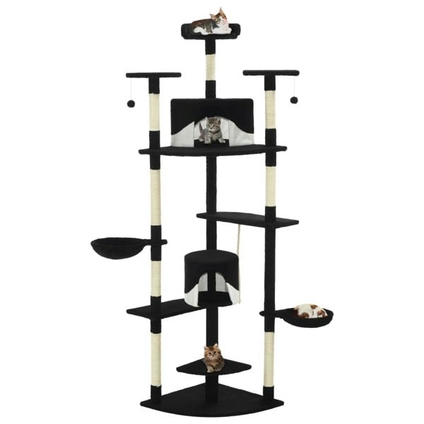 Berkfield Cat Tree with Sisal Scratching Posts 203 cm Black and White