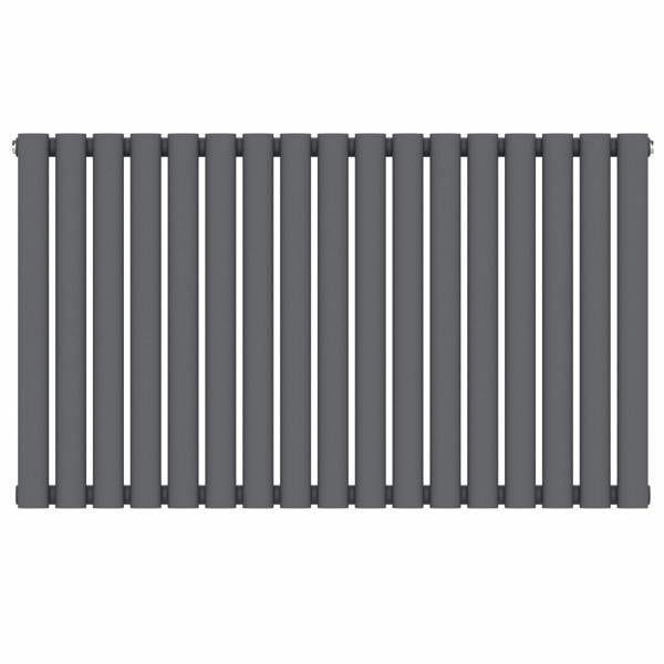 MYHOMEWARE Anthracite Gray 1020 x 600 mm Modern Horizontal Column Designer Radiator Oval Single Panel Radiator Heater