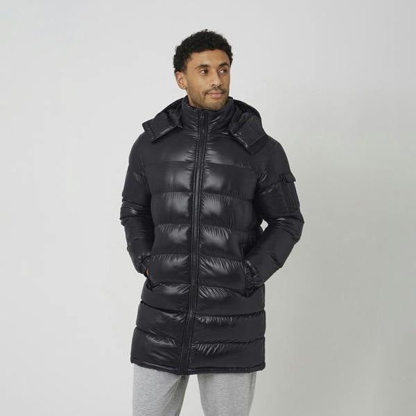 Brave Soul Black Longline Hooded Padded Puffer Jacket - Black Image 1