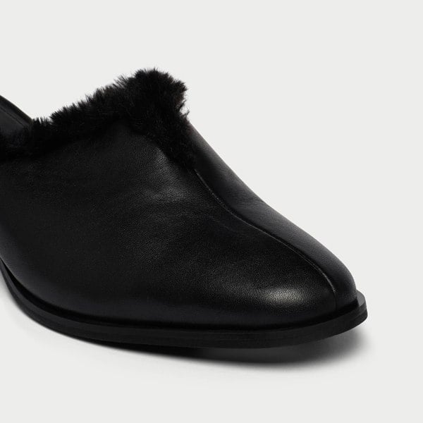 Calla Eden Shoes - Black Leather and Fur