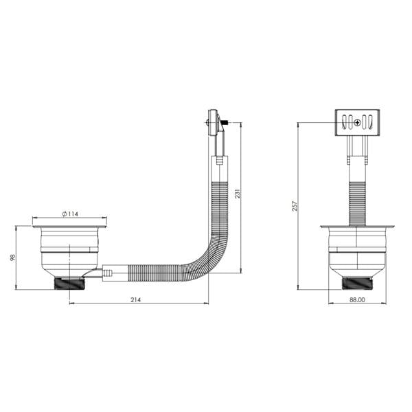 Top-Fix | Basket Strainer Kitchen Sink Waste with Overflow | Brushed Brass Finish