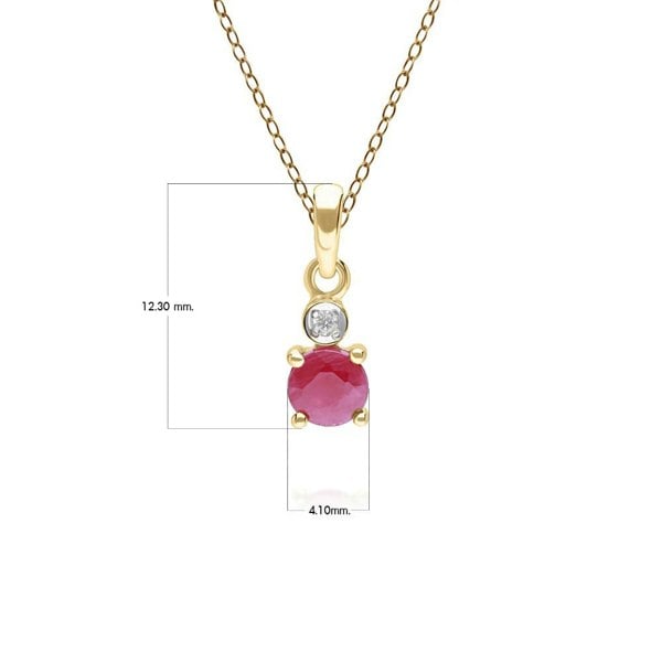 135P2099019 Micro Statement Round Ruby & Diamond Pendant in 9ct Yellow Gold 3