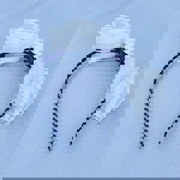 White fascinator bow headband Alice Band