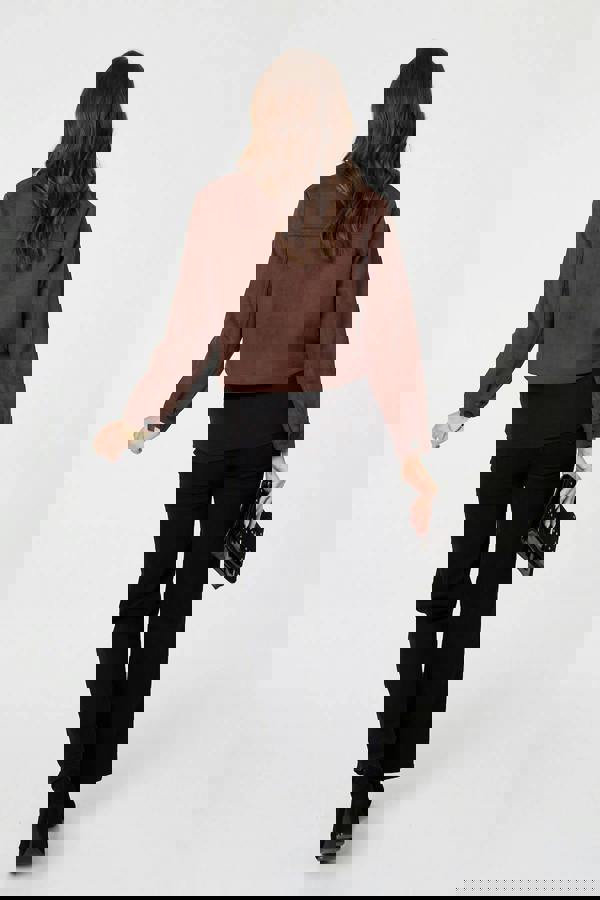 Brown | Faux Suede Cropped Boxy Jacket