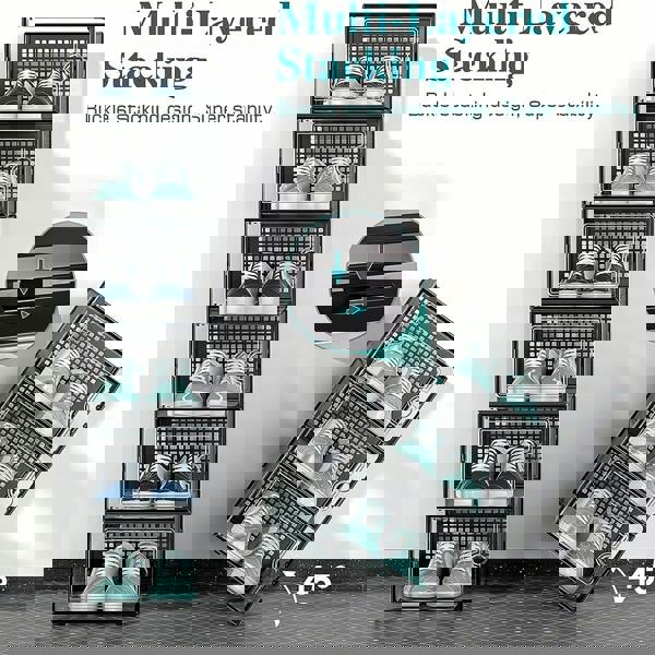 Living and Home 12pcs Stackable Shoe Storage Box Organiser Black