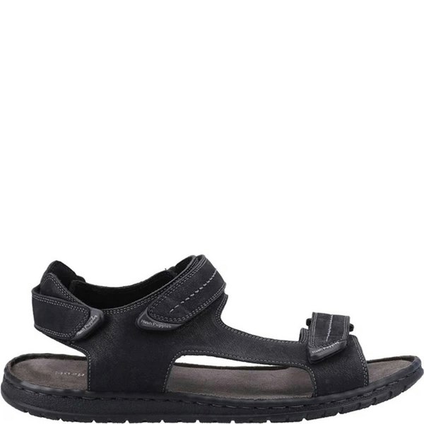 Hush Puppies Mens Neville Leather Adjustable Strap Sandals - Black