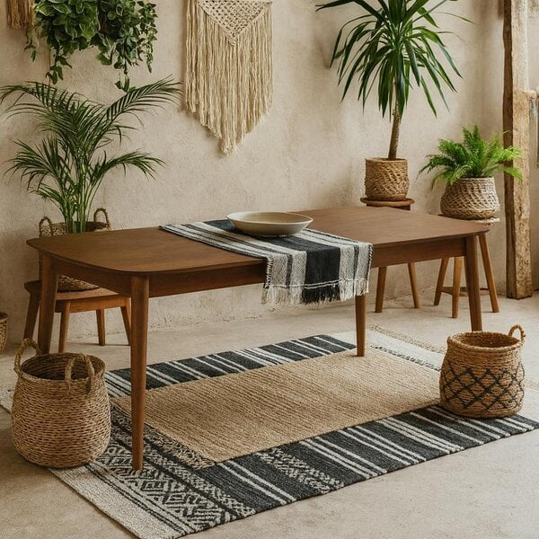 Wyld Haus Novi Sad Walnut Wood Effect Rectangular Extending Dining Table