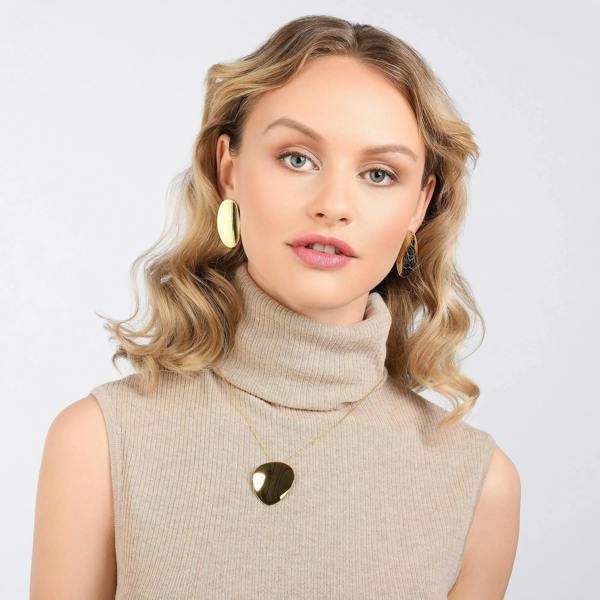 Large Gold Mirror Statement Earrings for Women - namana.london