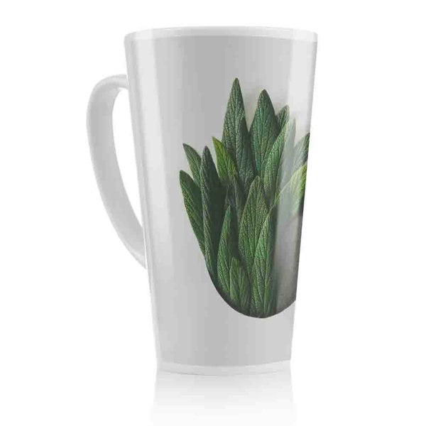 Benjamin Tate Design Minimal Green Leaves Latte Mug