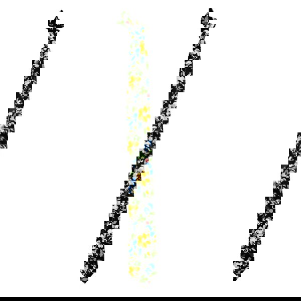 David WeJ Large Flower Print Tie - Black Yellow