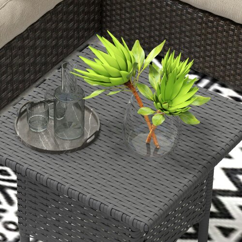 Wyld Haus Nari Grey Rattan Outdoor Side Table With Woven Top
