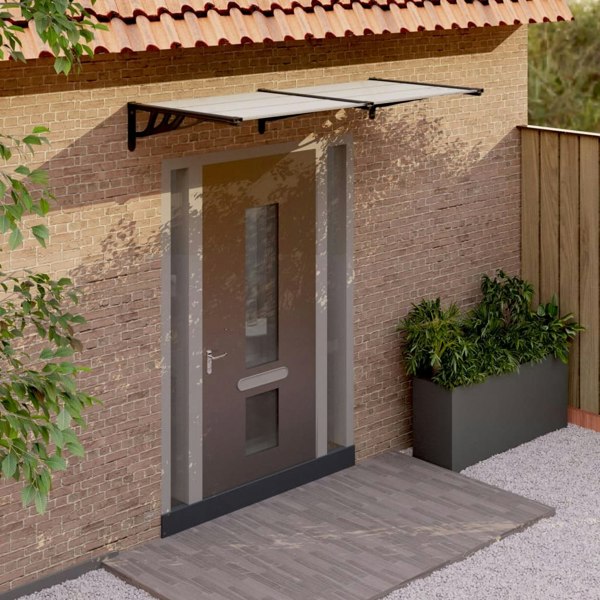 Berkfield Door Canopy Black and Transparent 199x90 cm Polycarbonate