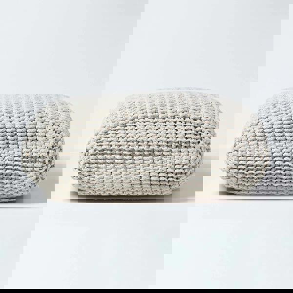 HOMESCAPES Square Cotton Knitted Pouffe Floor Cushion
