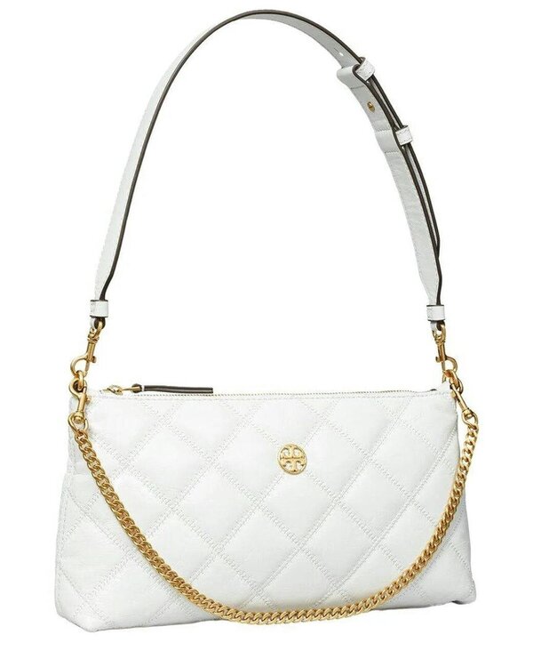 Tory Burch Willa Glazed Zip Leather Shoulder Bag White