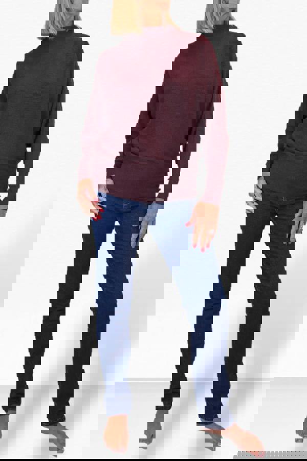 Paulo Due Women's Ribbed Turtle Neck Batwing Jumper