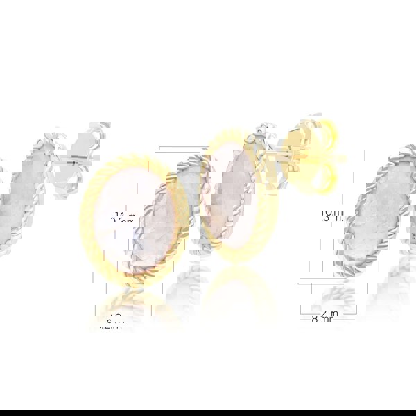 Gemondo Classic Oval Rainbow Moonstone Stud Earrings in 9ct Yellow Gold