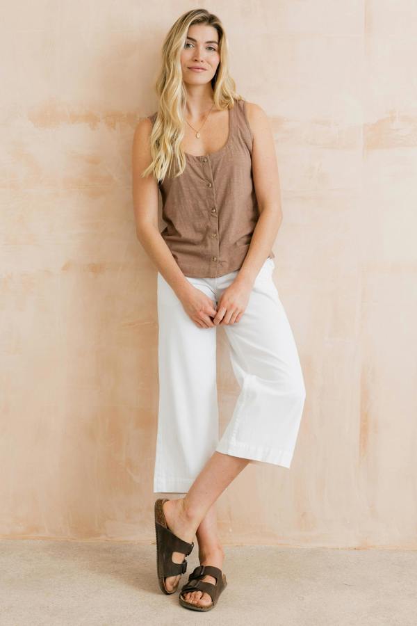 Lily & Me Pier Organic Cotton Jersey Button Vest Mocha