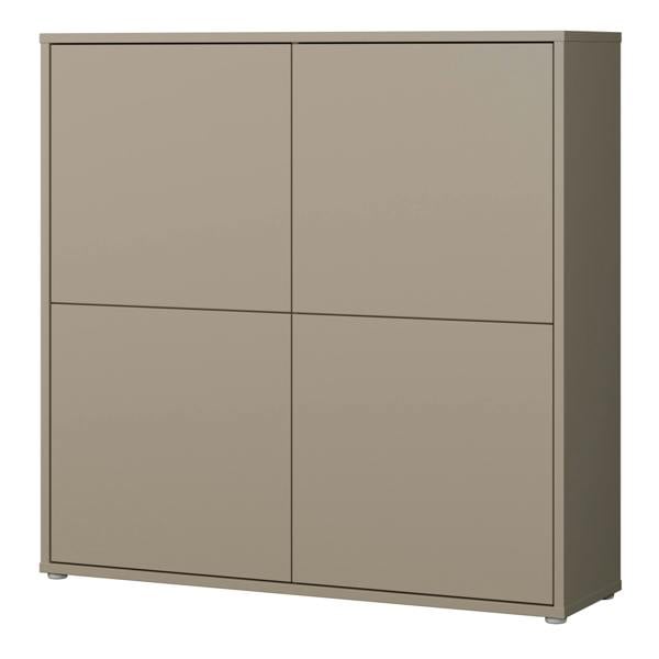 Furniture To Go Alice Springs 4 Door Large Storage Cabinet with Push-to-Open Doors in Taupe