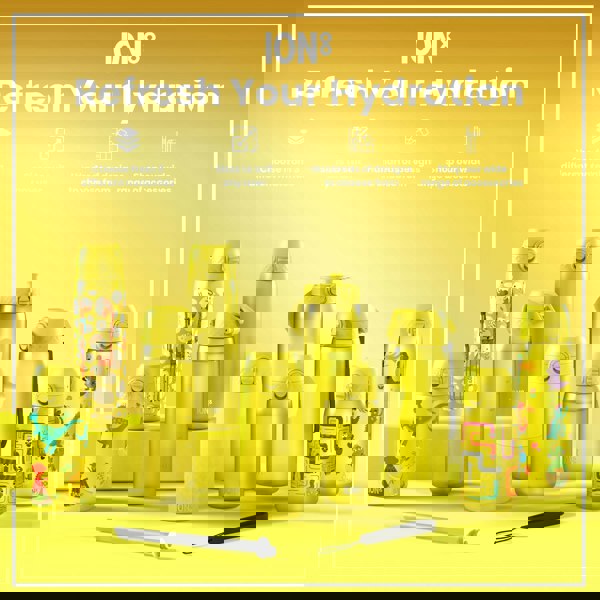 ION8 Leak Proof Slim Water Bottle, Recyclon, Yellow Unicorns, 500ml (18oz)