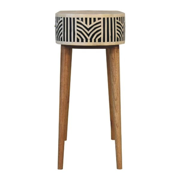 Wyld Haus Honolulu Monochrome Black and White Bone Inlay Console Table with Storage Drawer