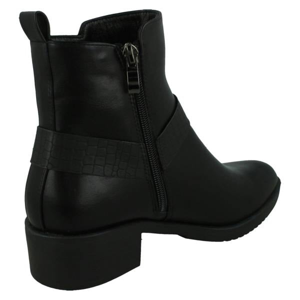 Spot On Ladies Spot On Low Ankle Boots with Ring Trim Strap F51240