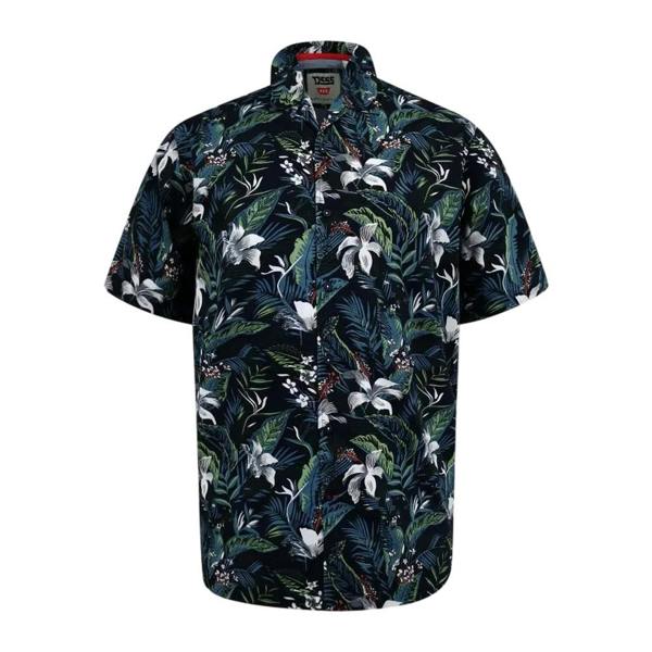 Duke Mens Corden D555 Hawaiian Kingsize Short-Sleeved Resort Shirt - Blue - 