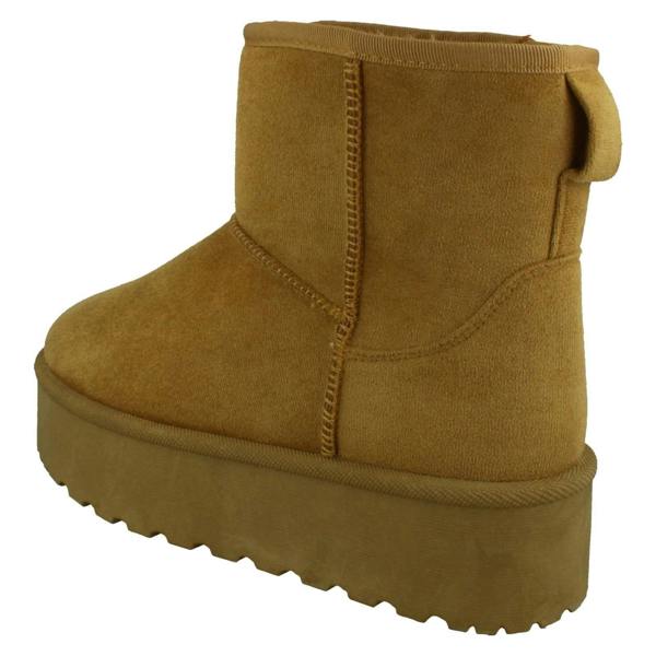 Spot On Ladies Spot On Mid Platform Microsuede Ankle Boots F4464
