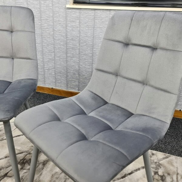 Kosy Koala Dining Chairs Set of 6 Grey Velvet Kitchen Chairs